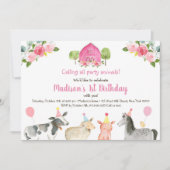 Roze Boerderij Dierendag Kaart (Voorkant)