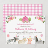 Roze Boerderij Dierendag Kaart (Voorkant / Achterkant)