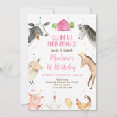 Roze Boerderij Dierendag Kaart (Voorkant)