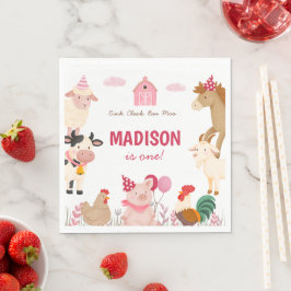 Roze Boerderij Dierenstal Thema Verjaardagsfeest Servet