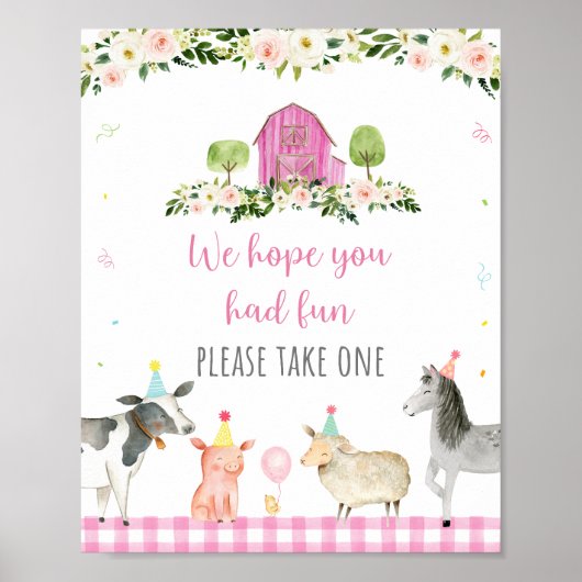 Roze Boerderij dierentuin, feestdag Poster (Voorkant)