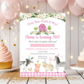 Roze Boerderij dierlijk flora 2e verjaardag Kaart