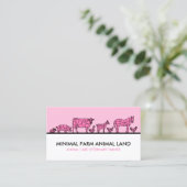 Roze Boerderij Duck Koe Goat Donkey Chicken Pig Visitekaartje (Staand voorkant)
