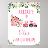 Roze Boerderij- en trekkerWelkomstbord Poster (Voorkant)