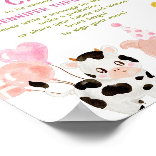 Roze Boerderij feestbeesten verjaardagstijd capsul Poster (Hoek)