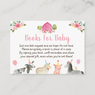 Roze Boerderij Floral Baby shower Book Request Informatiekaartje