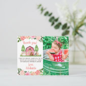 Roze Boerderij Foto 1e verjaardag Dank u Briefkaar Briefkaart (Staand voorkant)
