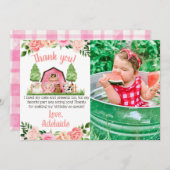 Roze Boerderij Foto van 1 oktober Hartelijk dank Kaart (Voorkant / Achterkant)