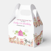 Roze Boerderij Huis Dieren Barnyard 1e Verjaardag Bedankdoosjes (Achterkant)