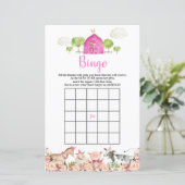 Roze Boerderij Huis Dieren Barnyard Bingo Spelletj (Staand voorkant)