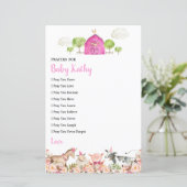 Roze Boerderij Huis Dieren Barnyard Prayers voor B (Staand voorkant)