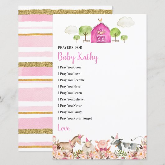 Roze Boerderij Huis Dieren Barnyard Prayers voor B (Voorkant / Achterkant)