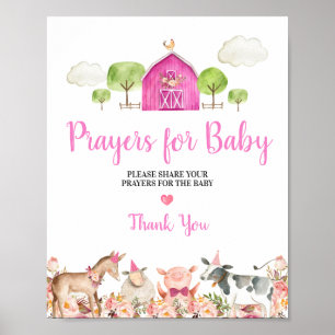 Roze Boerderij Huis Dieren Barnyard Prayers voor B Poster