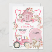 Roze boerderij kinderverjaardag kaart (Voorkant)