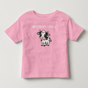Roze Boerderij Koe Verjaardagsmeisje T-shirt