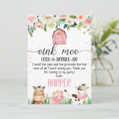 Roze Boerderij Verjaardag Dank u kaart (Staand voorkant)