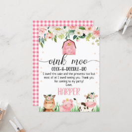 Roze Boerderij Verjaardag Dank u kaart