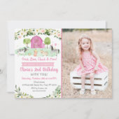 Roze Boerderij Verjaardag Kaart (Voorkant)