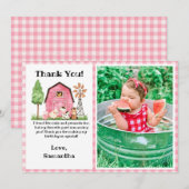 Roze boerderij/ verjaardagskaart voor dankje voor bedankkaart (Voorkant / Achterkant)