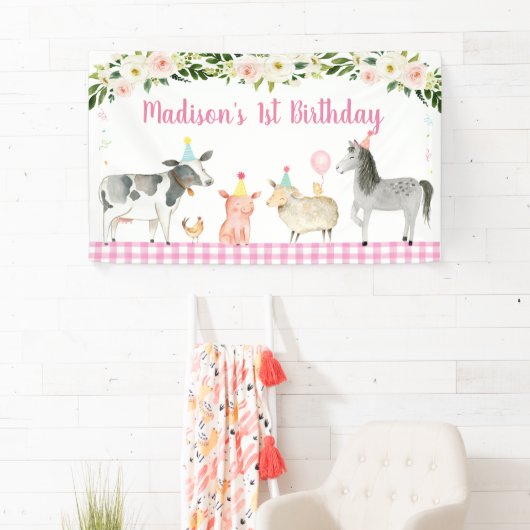 Roze Boerderij Vlees van dierlijke oorsprong Spandoek (Insitu)