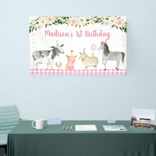 Roze Boerderij Vlees van dierlijke oorsprong Spandoek (Beurs)