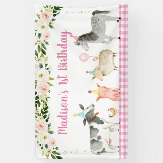 Roze Boerderij Vlees van dierlijke oorsprong Spandoek (Verticaal)