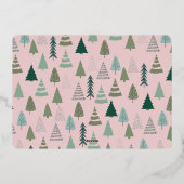 Roze Boerderij Vrachtwagen Kerstboom Wit Folie Feestdagenkaart (Achterkant)