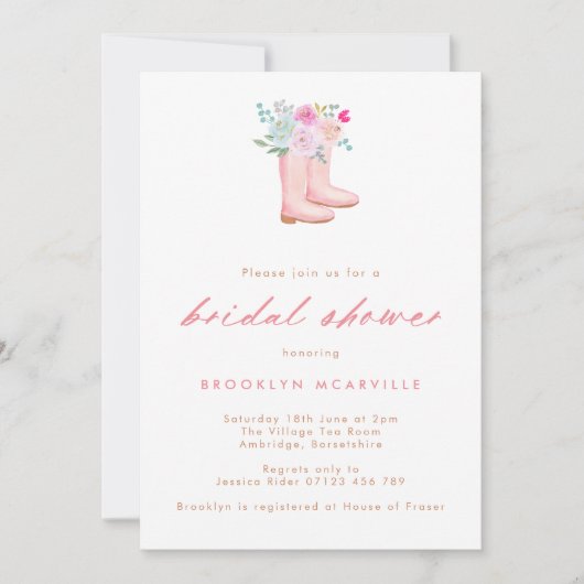 Roze Boerderij Vrijgezellenfeest Regen en bloemen Kaart (Voorkant)