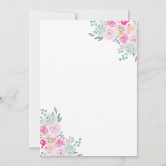 Roze Boerderij Vrijgezellenfeest Regen en bloemen Kaart (Achterkant)