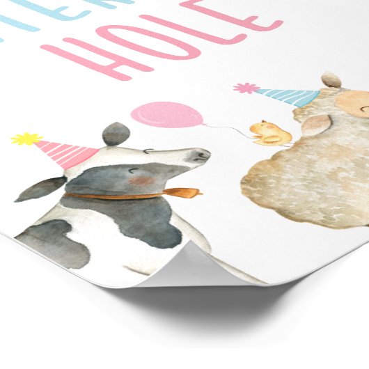 Roze Boerderij Watering Hole Birthday Sign Poster (Hoek)