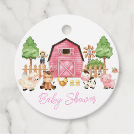 Roze boerderijdieren Baby shower Bedankjes Labels