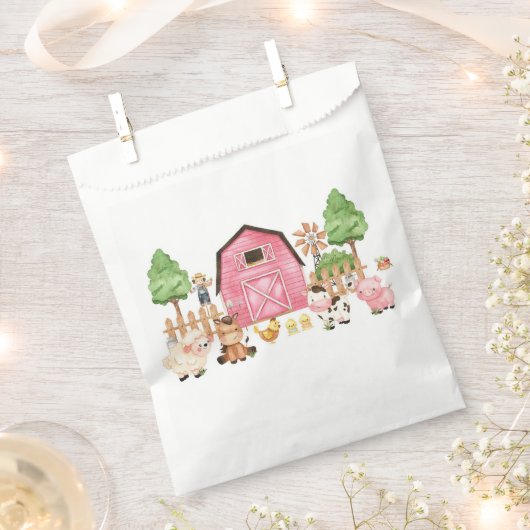 Roze boerderijdieren Baby shower Bedankzakje (Geknipt)