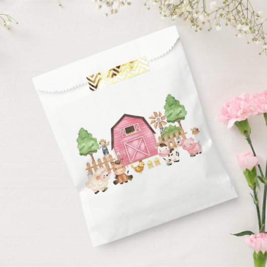 Roze boerderijdieren Baby shower Bedankzakje (Gezegeld)