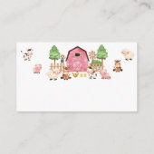Roze boerderijdieren Baby shower Informatiekaartje (Achterkant)