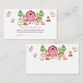 Roze boerderijdieren Baby shower Informatiekaartje (Voorkant / Achterkant)