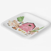 Roze boerderijdieren Baby shower Papieren Bordje (Gebogen)