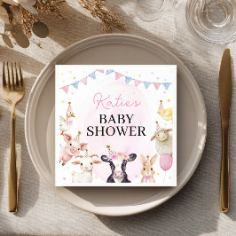 Roze Boerderijdieren Baby Shower Servet