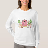 Roze boerderijdieren Baby shower T-shirt (Voorkant)