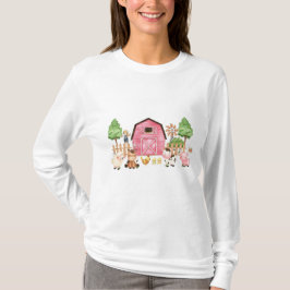Roze boerderijdieren Baby shower T-shirt