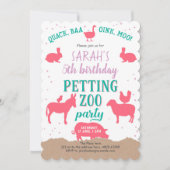 Roze, Boerderijdieren, Meisje Verjaardag, Petting  Kaart (Voorkant)