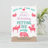 Roze, Boerderijdieren, Meisje Verjaardag, Petting  Kaart (Staand voorkant)