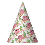 Roze Boerderijdieren Verjaardag Feesthoedjes (Links)