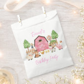 Roze Boerderijdieren Verjaardagsfeestje Bedankzakje (Geknipt)