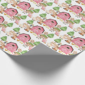 Roze Boerderijdieren Verjaardagsfeestje Cadeaupapier (Hoek)