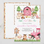 Roze Boerderijdieren Verjaardagsfeestje Kaart (Voorkant / Achterkant)