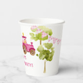 Roze Boerderijdieren verjaardagsfeestje Papieren b Papieren Bekers (Achterkant)