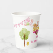Roze Boerderijdieren verjaardagsfeestje Papieren b Papieren Bekers (Voorkant)