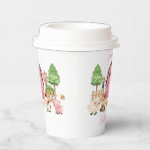 Roze Boerderijdieren Verjaardagsfeestje Papieren Bekers (Rechts)