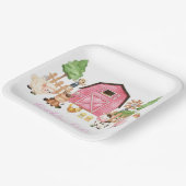 Roze Boerderijdieren Verjaardagsfeestje Papieren Bordje (Gebogen)