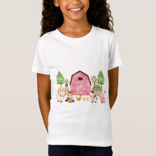 Roze Boerderijdieren Verjaardagsfeestje T-shirt